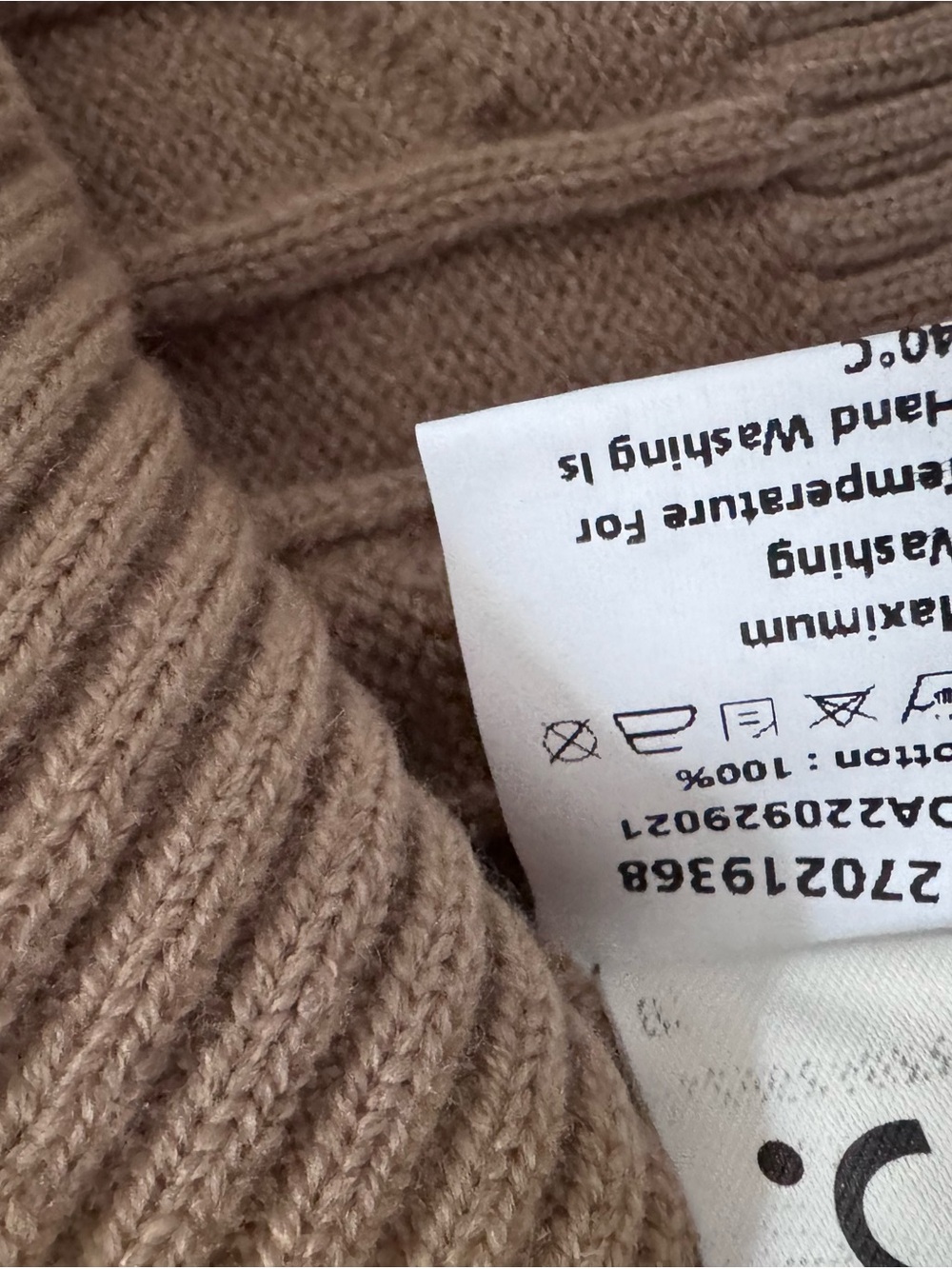 Commense Cropped Cable-Knit Crew Sweater in Beige - Picture 5 of 5
